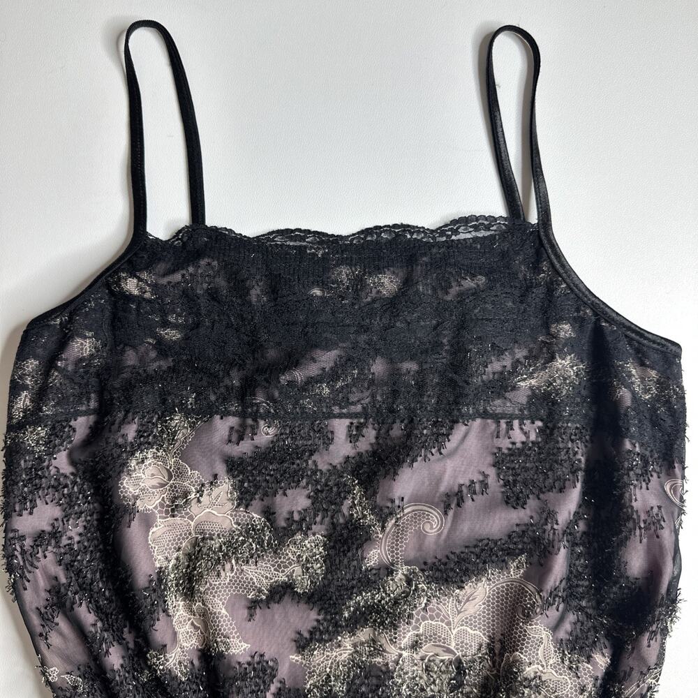 VTG Supermarket Women's Black Mesh Sheer Lace Camisole Top Cami Strappy Small - Picture 6 of 14